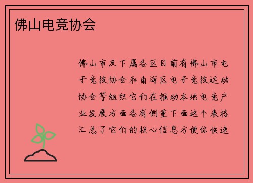 佛山电竞协会